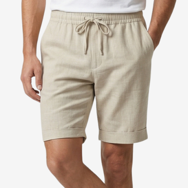 NOMU | Men's Linen Blend Drawstring Shorts – Casual Relaxed Summer Shorts