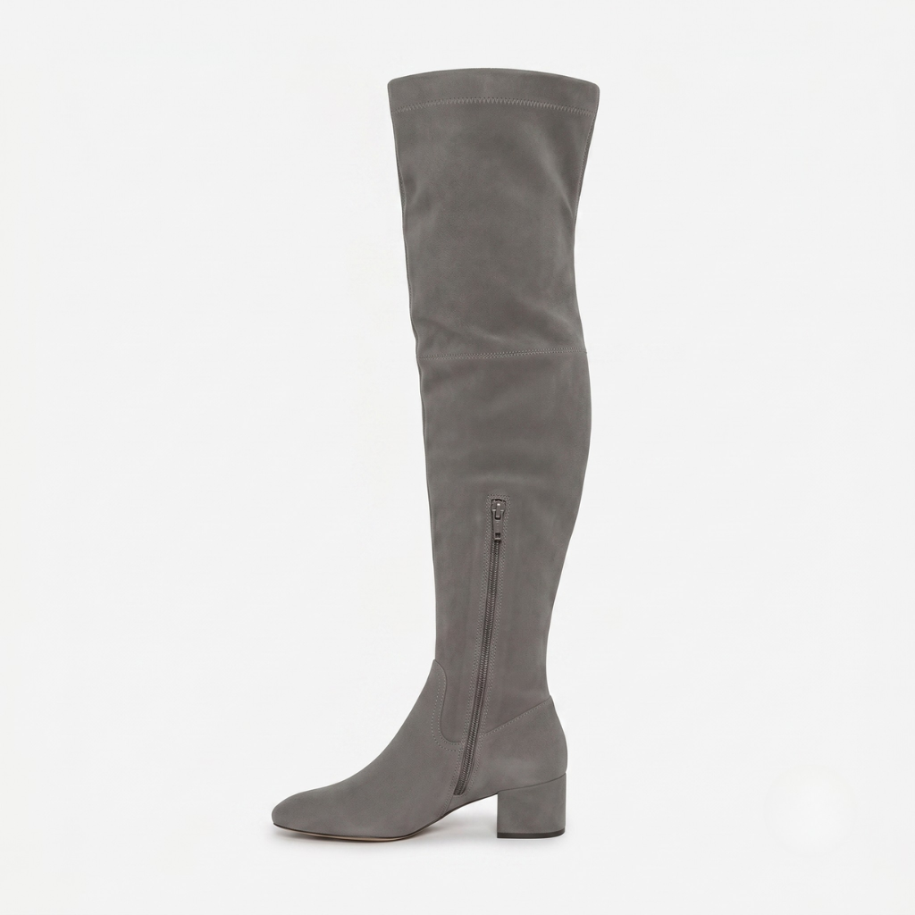 NOMU | Women's Over-the-Knee Stretch Boots – Minimalist Block Heel Thigh-High Boots