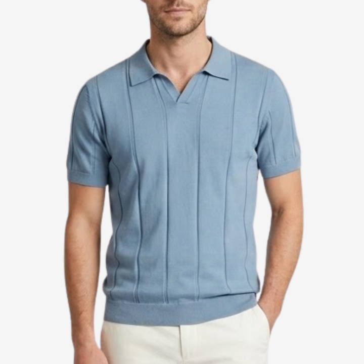 NOMU | Men's Knit Polo Shirt – Vertical Ribbed Casual Design