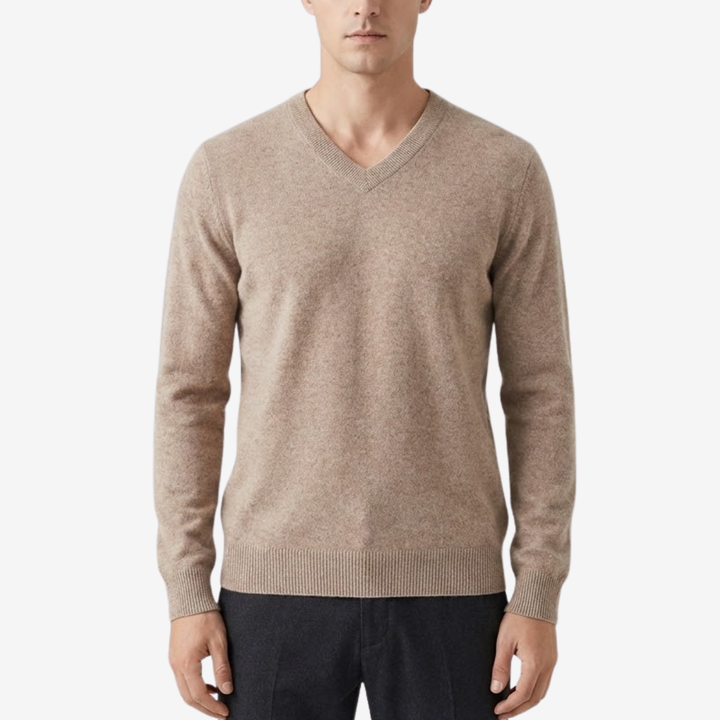 NOMU | Men's V-Neck Knit Sweater – Minimalist Soft-Touch Pullover