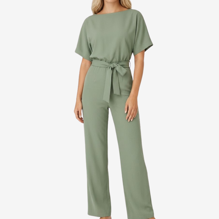 NOMU | Women's Minimalist Belted Wide-Leg Jumpsuit – Elegant Relaxed One-Piece Outfit