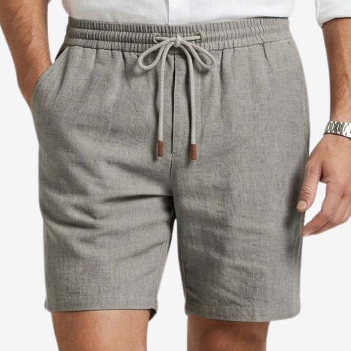 NOMU | Men's Linen Blend Shorts – Drawstring Elastic Waist Casual Design