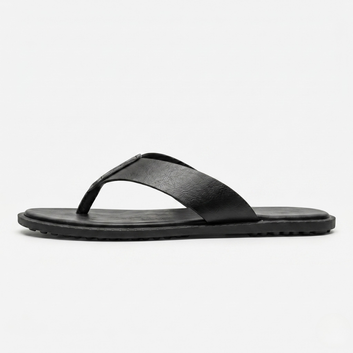 NOMU | Men's Leather Flip Flops – Cross-Over Strap Minimalist Design