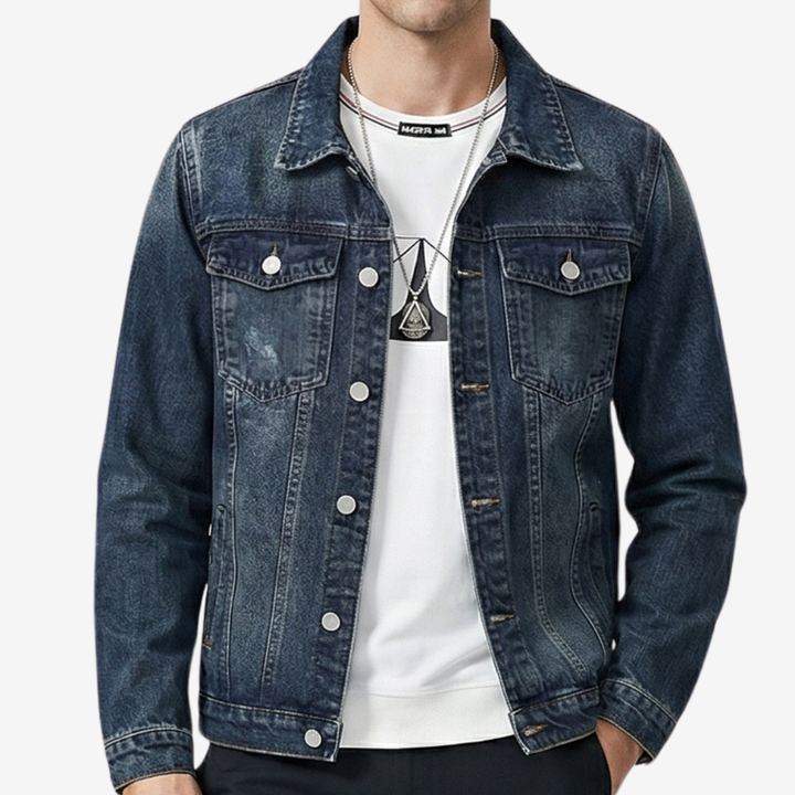 NOMU | Men's Classic Denim Jacket – Casual Vintage Wash Trucker Outerwear