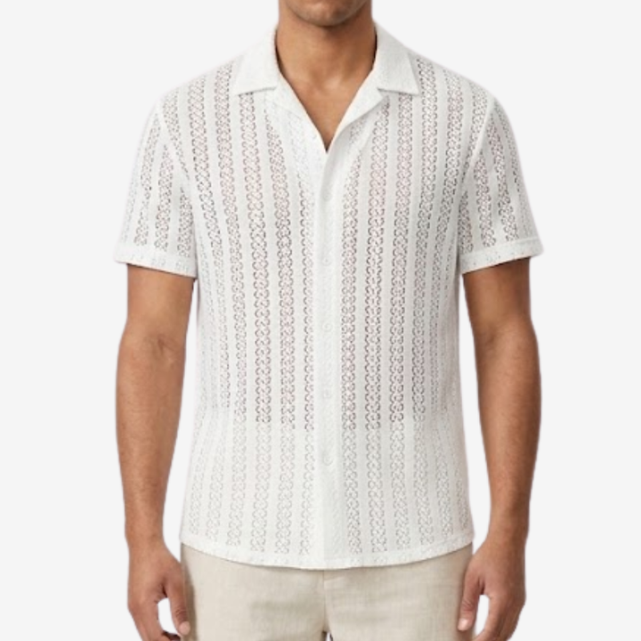 NOMU | Men's Knit Polo Shirt – Textured Open Weave Summer Design