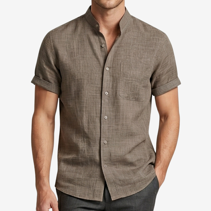 NOMU | Men’s Short Sleeve Mandarin Collar Shirt