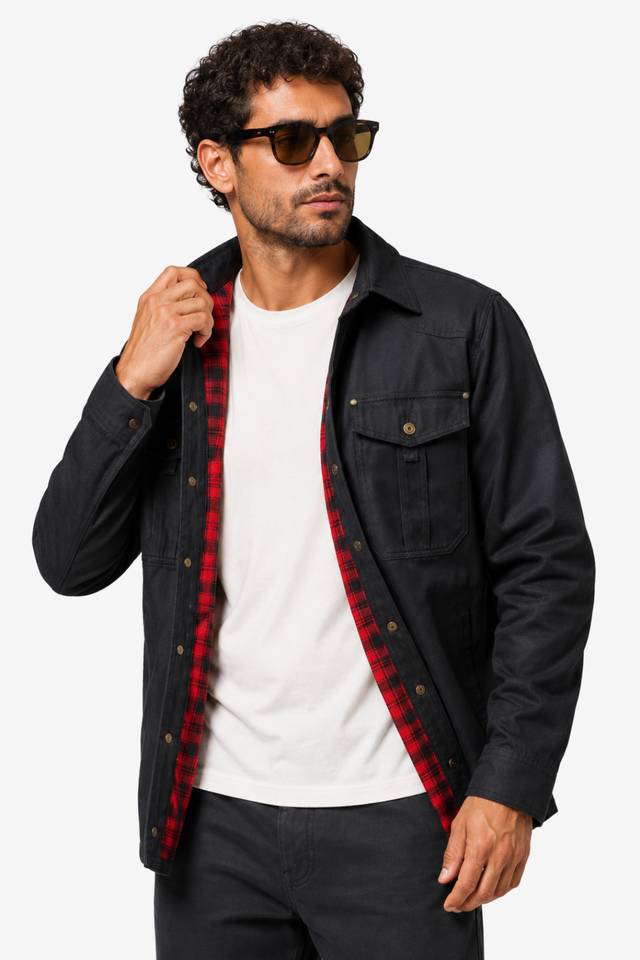 NOMU | Men's Utility Jacket Shirt – Button-Up Long Sleeve Casual Overshirt