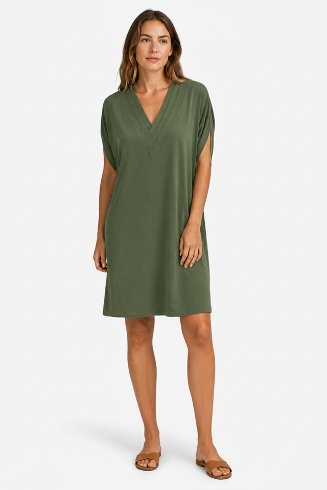 NOMU | Women's Casual V-Neck Loose Mini Dress – Comfortable Short Sleeve Everyday Dress