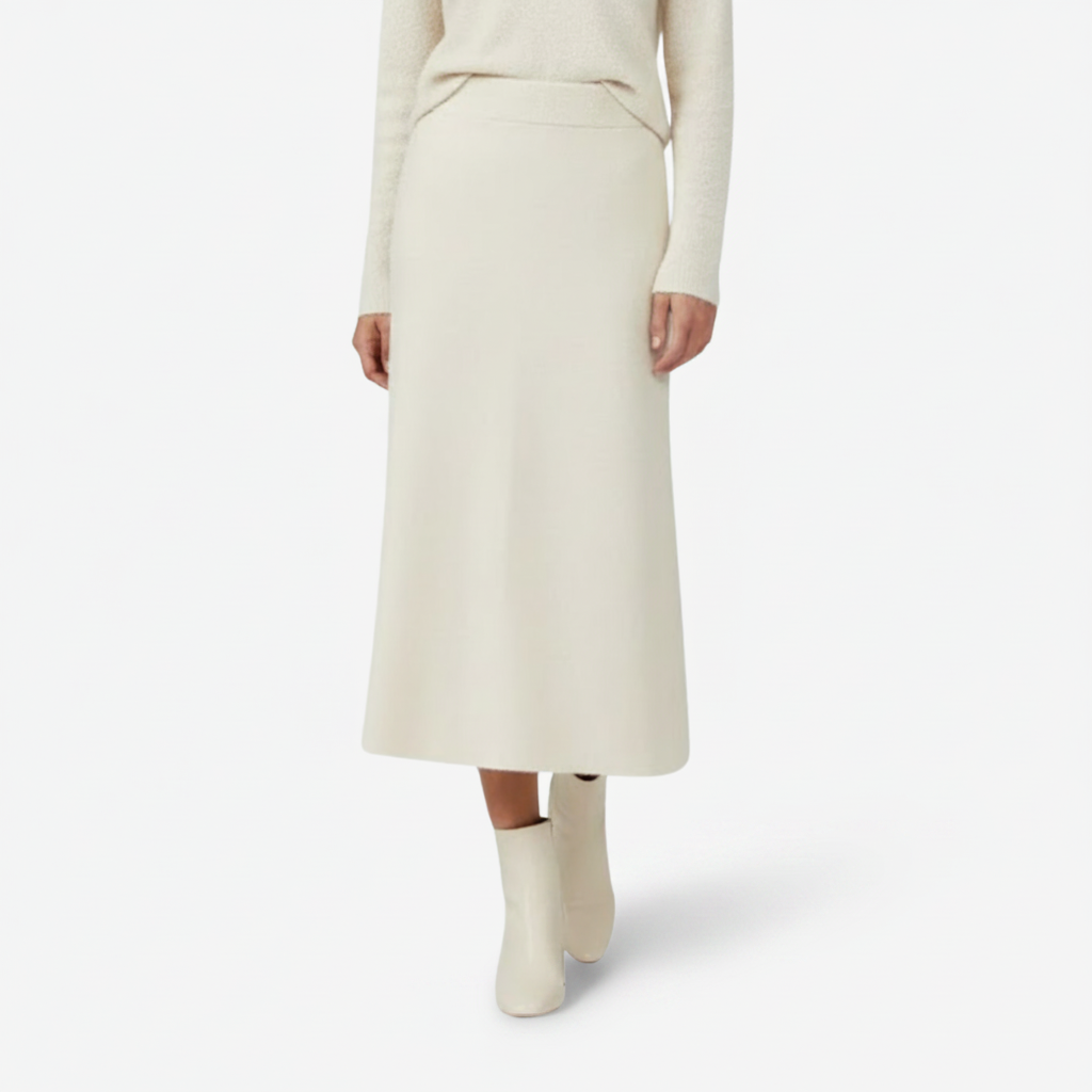 NOMU | Women's Knit A-Line Midi Skirt – Soft Minimalist Sweater Skirt