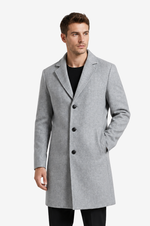NOMU | Men's Classic Wool Blend Overcoat – Tailored Single-Breasted Coat