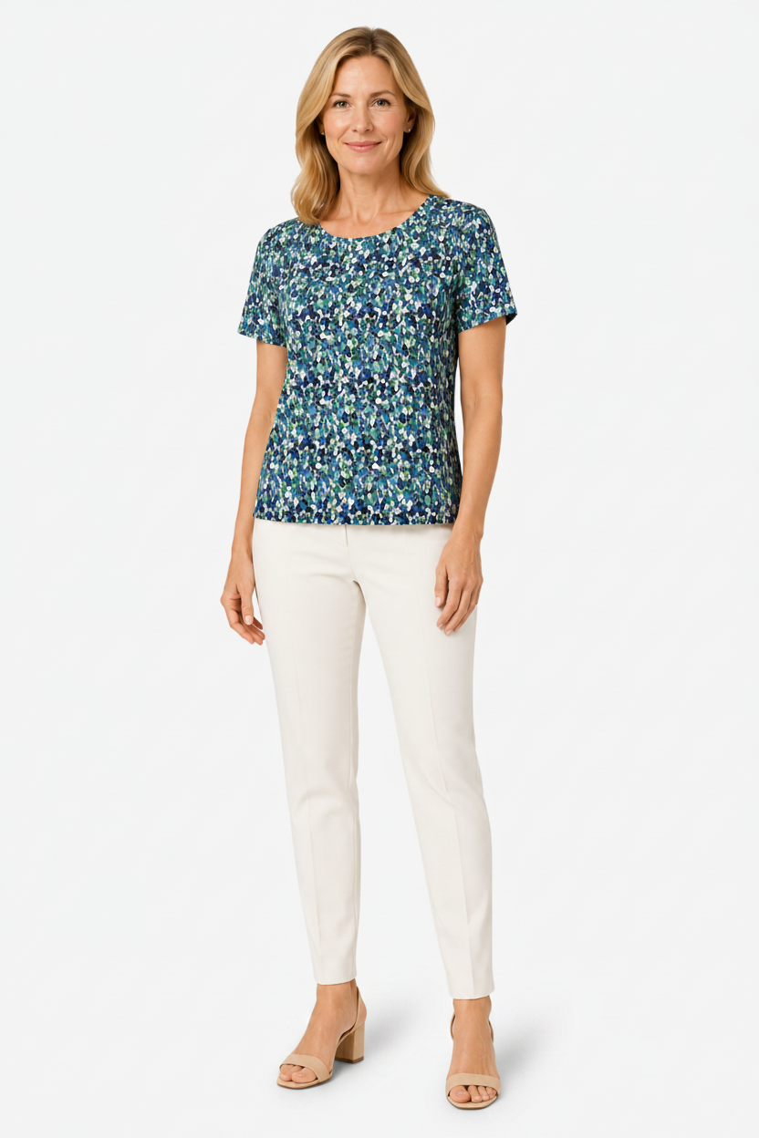 NOMU | Women’s Pleated Front Short Sleeve Blouse