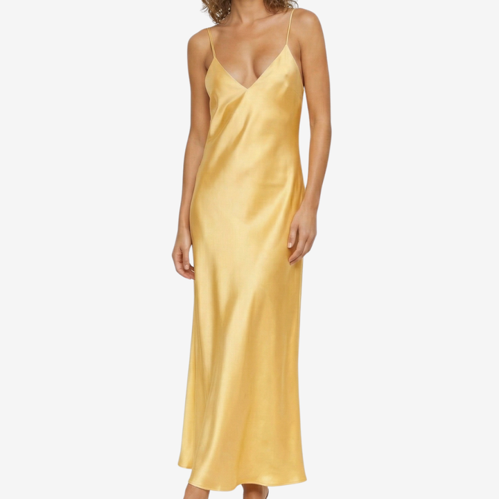 NOMU | Women's Satin Slip Maxi Dress – Elegant Spaghetti Strap Evening Dress