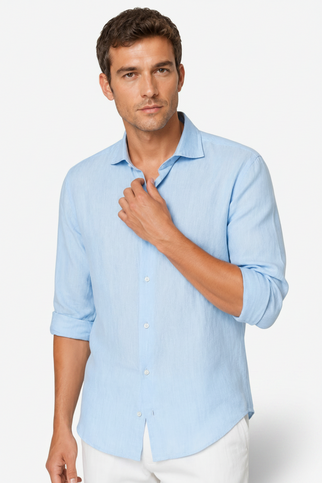NOMU | Men's Lightweight Linen Button Down Shirt – Casual Long Sleeve Summer Top