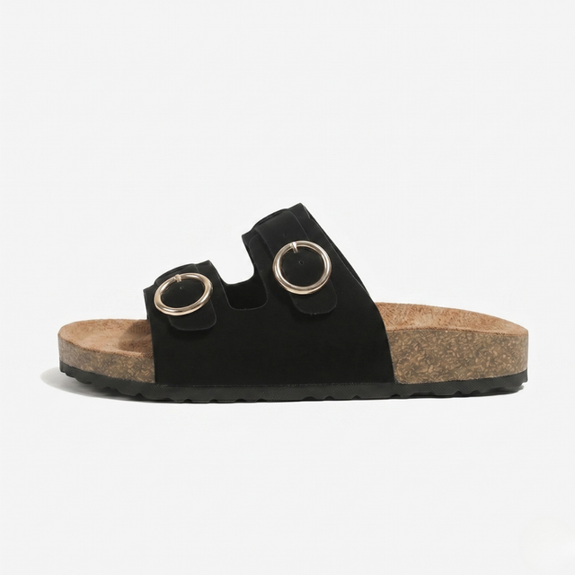 NOMU | Women’s Double Strap Buckle Slide Sandals