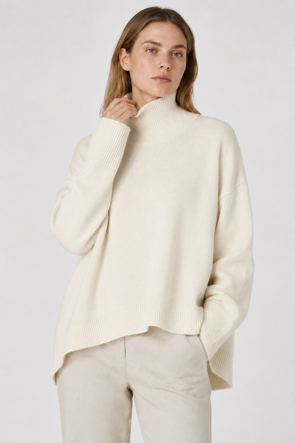 NOMU | Women's Oversized Turtleneck Sweater – Soft Relaxed Knit Pullover