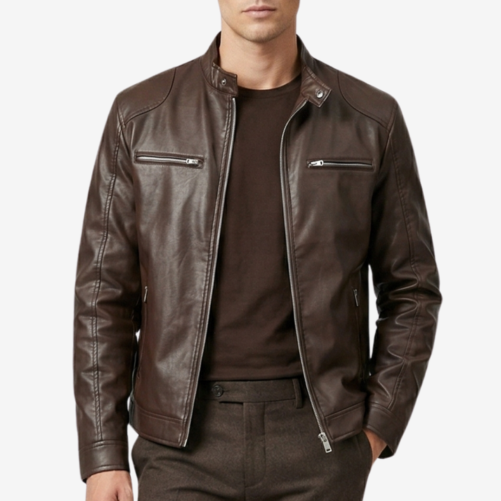 NOMU | Men's Classic Faux Leather Jacket – Minimalist Zip-Up Biker Outerwear