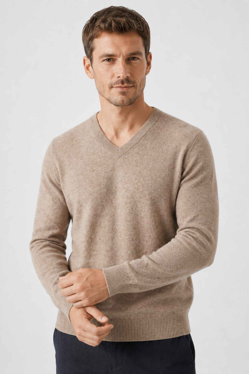 NOMU | Men's V-Neck Knit Sweater – Minimalist Soft-Touch Pullover