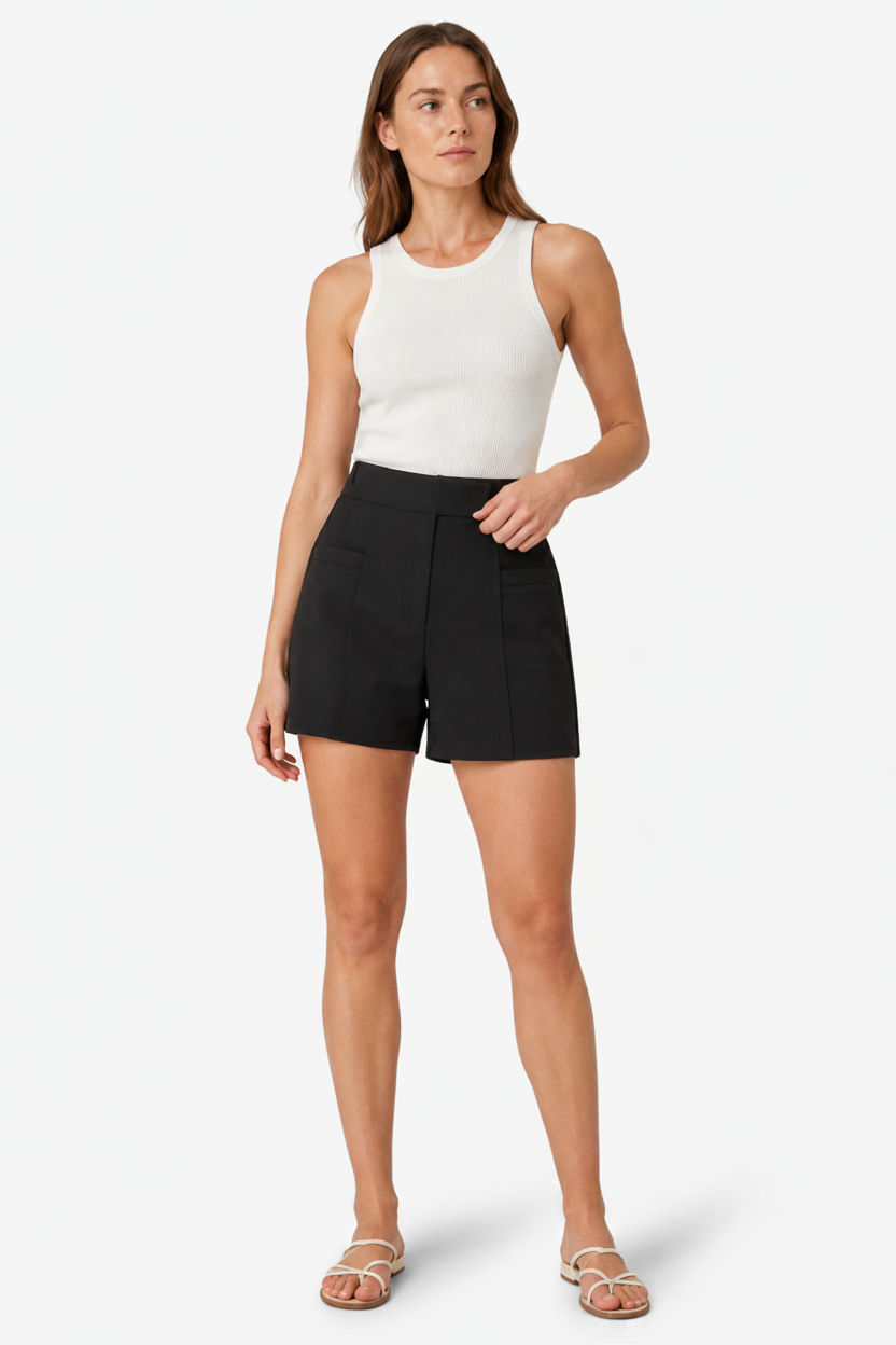 NOMU | Women's High-Waisted Tailored Shorts with Practical Pockets