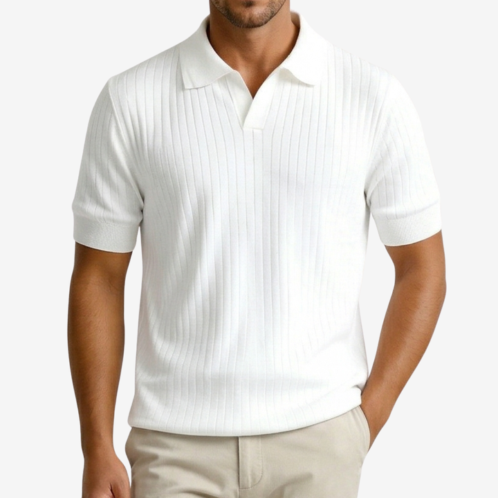 NOMU | Men’s Ribbed Knit Short Sleeve Polo Shirt