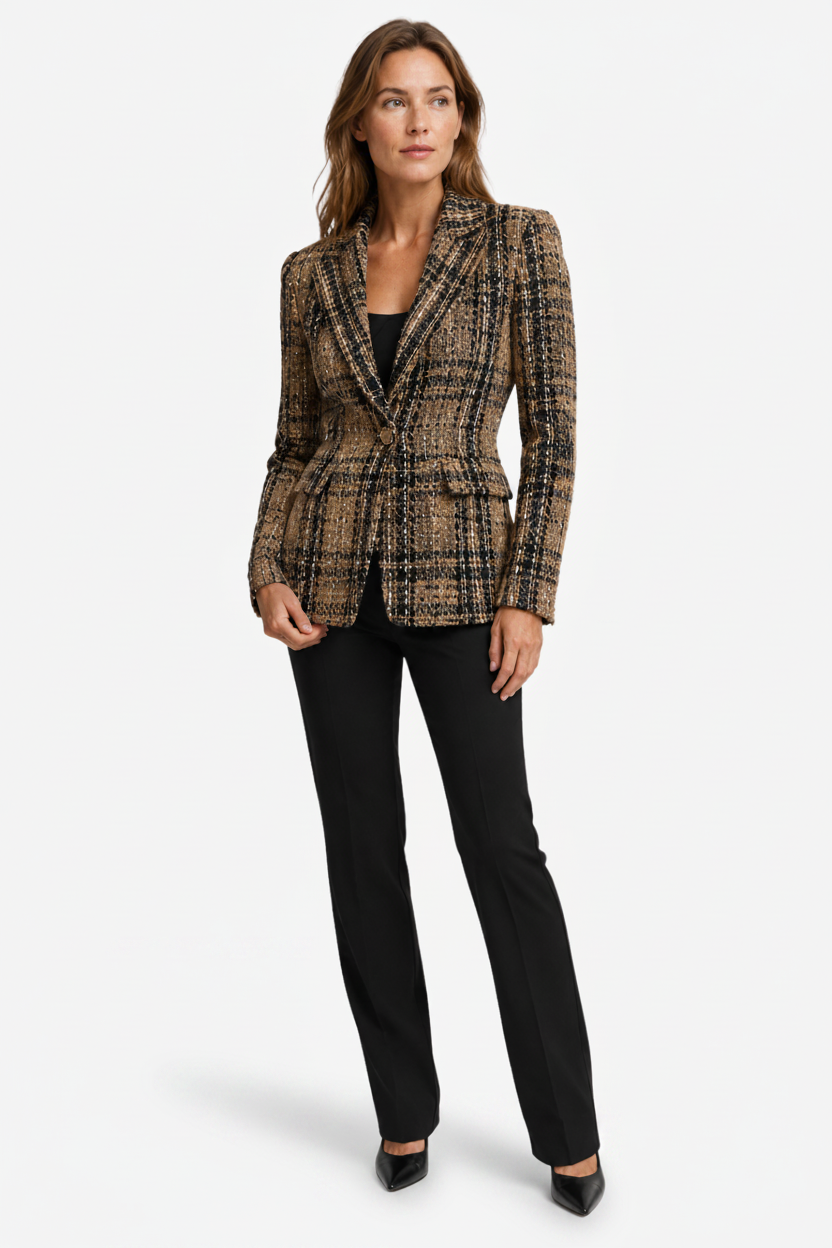 NOMU | Women's Tailored Blazer – Single Button Closure and Flap Pocket Design