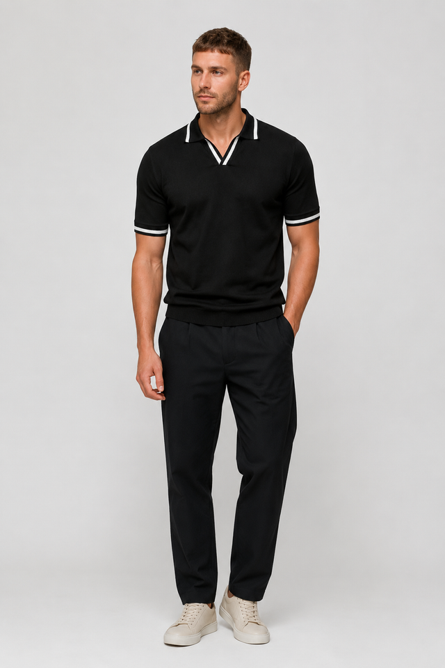 NOMU | Men’s Contrast Trim Short Sleeve Polo Shirt