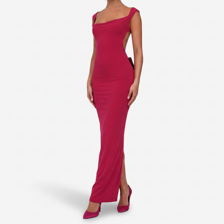 NOMU | Women's Bodycon Maxi Dress – Sleeveless Side Slit Fitted Design