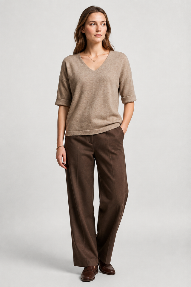 NOMU | Women’s V-Neck Short Sleeve Knit Top