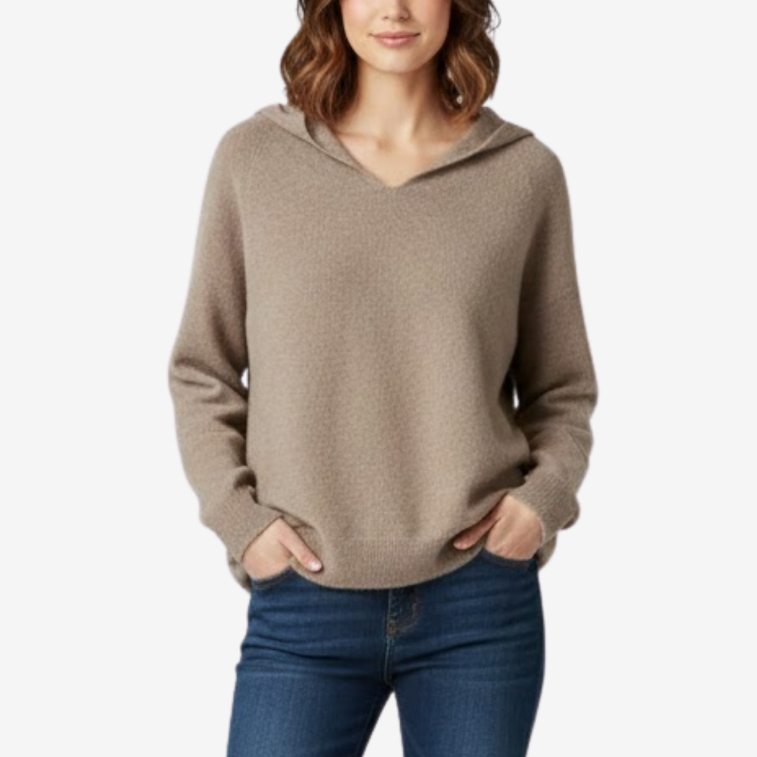 NOMU | Women's Hooded Knit Sweater – Soft Relaxed Pullover Hoodie