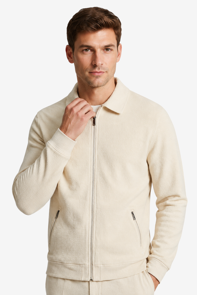 NOMU | Men's Textured Zip-Up Jacket – Minimalist Smart Casual Outerwear