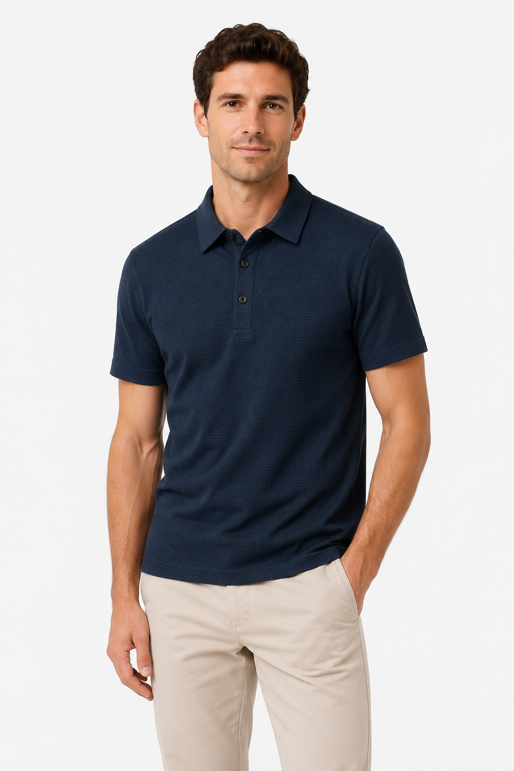NOMU | Men's Textured Polo Shirt – Classic Short Sleeve Casual Fit
