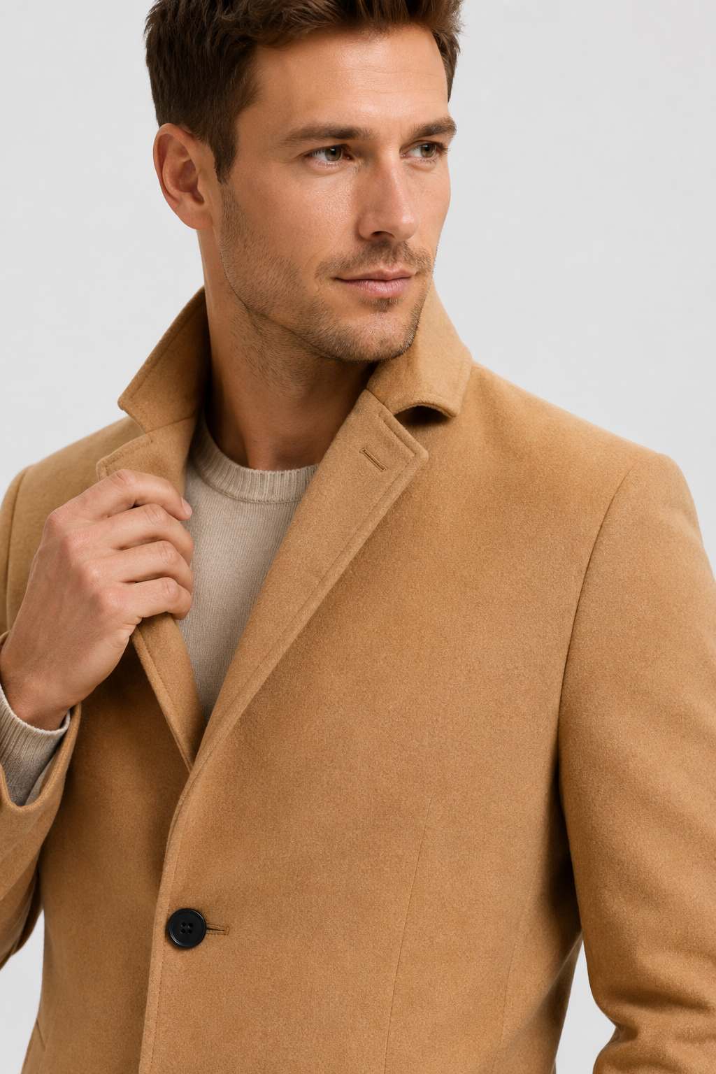 NOMU | Men's Classic Wool Blend Overcoat – Tailored Single-Breasted Coat