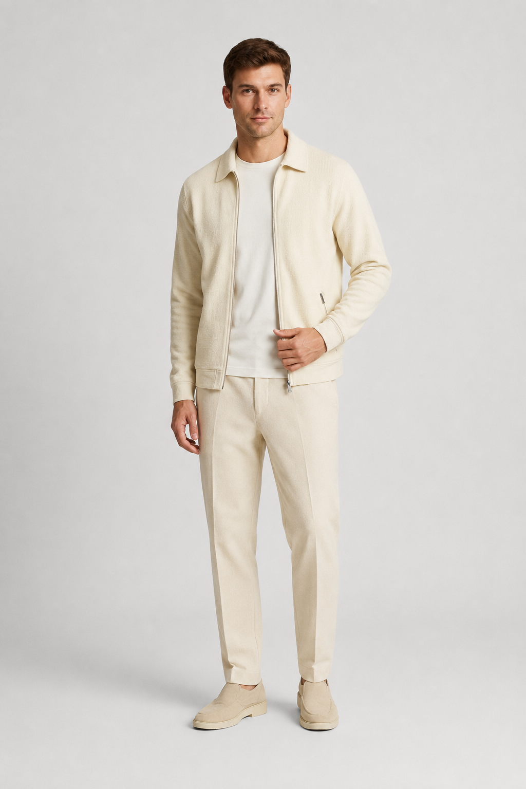 NOMU | Men's Textured Zip-Up Jacket – Minimalist Smart Casual Outerwear