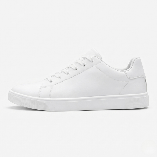 NOMU | Men's Minimalist White Low-Top Sneakers – Classic Everyday Lace-Up Shoes