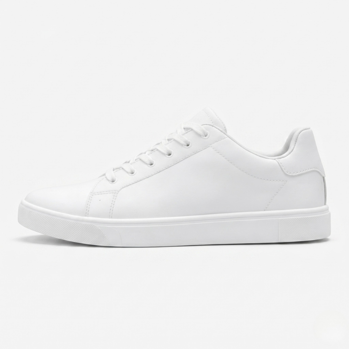 NOMU | Men's Minimalist White Low-Top Sneakers – Classic Everyday Lace-Up Shoes