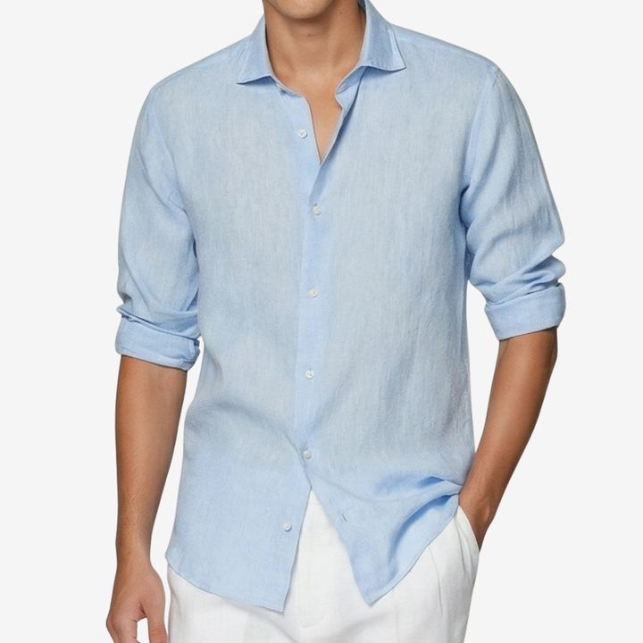 NOMU | Men's Lightweight Linen Button Down Shirt – Casual Long Sleeve Summer Top