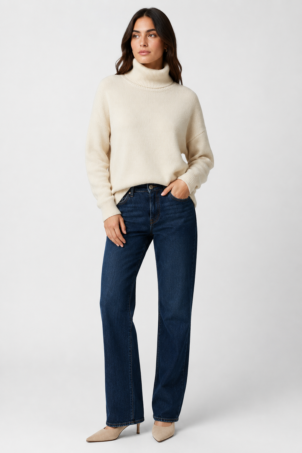 NOMU | Women's Oversized Turtleneck Sweater – Soft Relaxed Knit Pullover