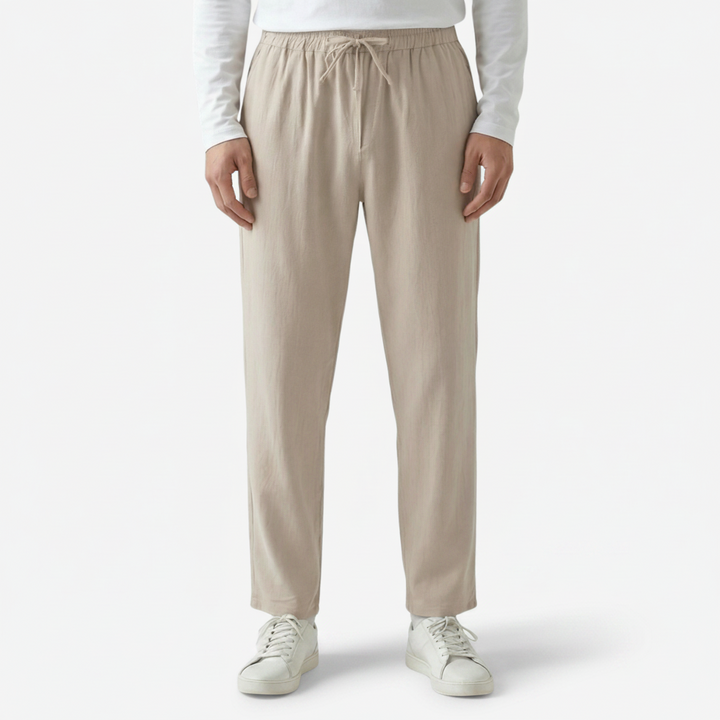 NOMU | Men's Linen Drawstring Pants – Relaxed Fit Casual Tapered Trousers