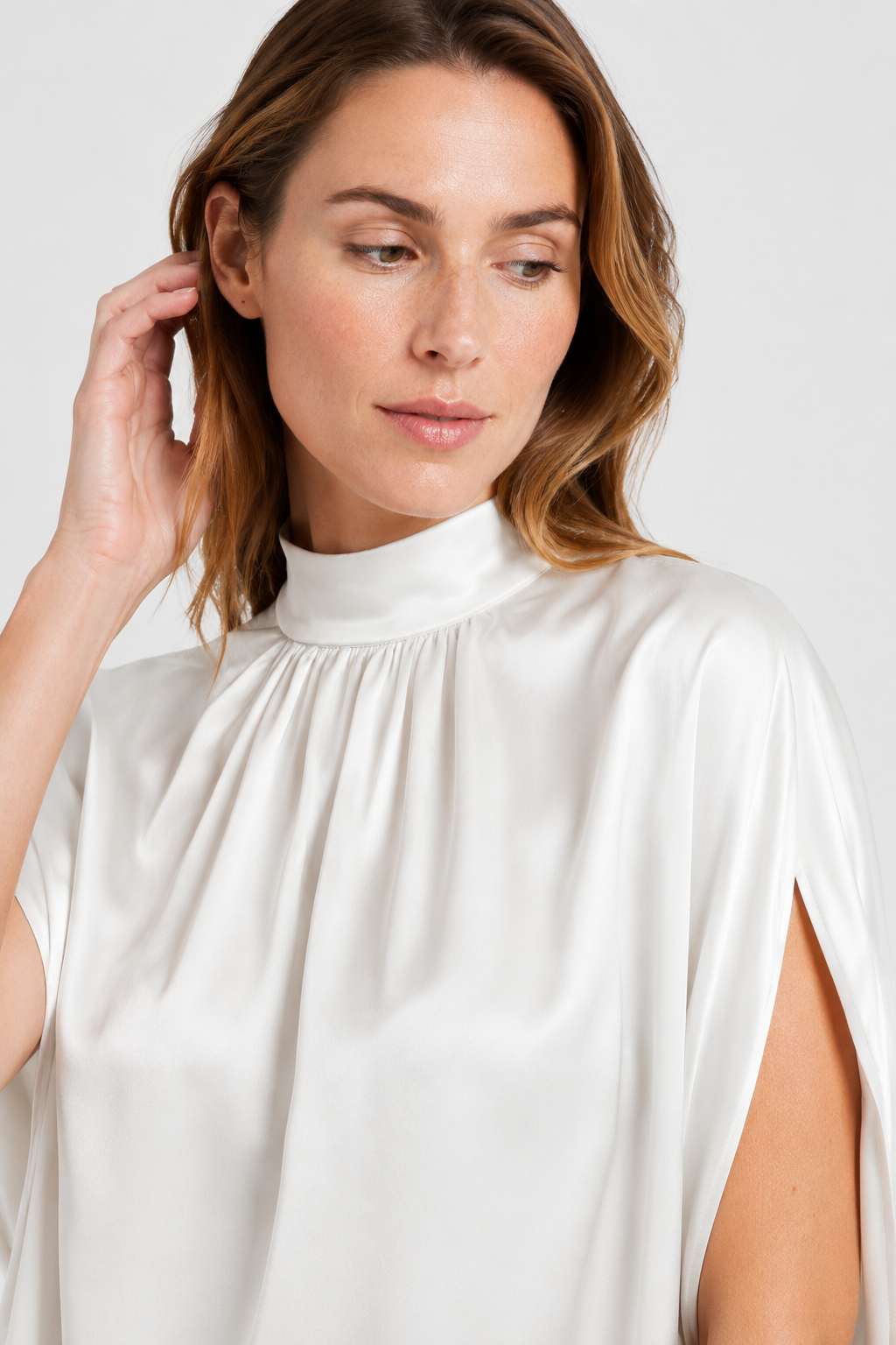 NOMU | Women's Shift Mini Dress – High Neck Cap Sleeve Loose Fit Design