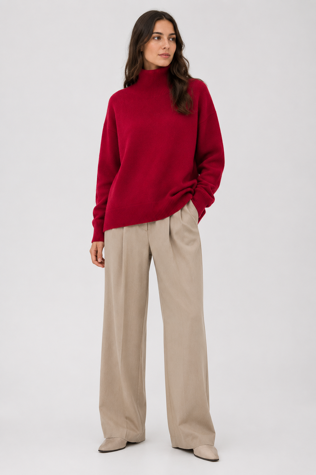 NOMU | Women's Oversized Turtleneck Sweater – Soft Relaxed Knit Pullover