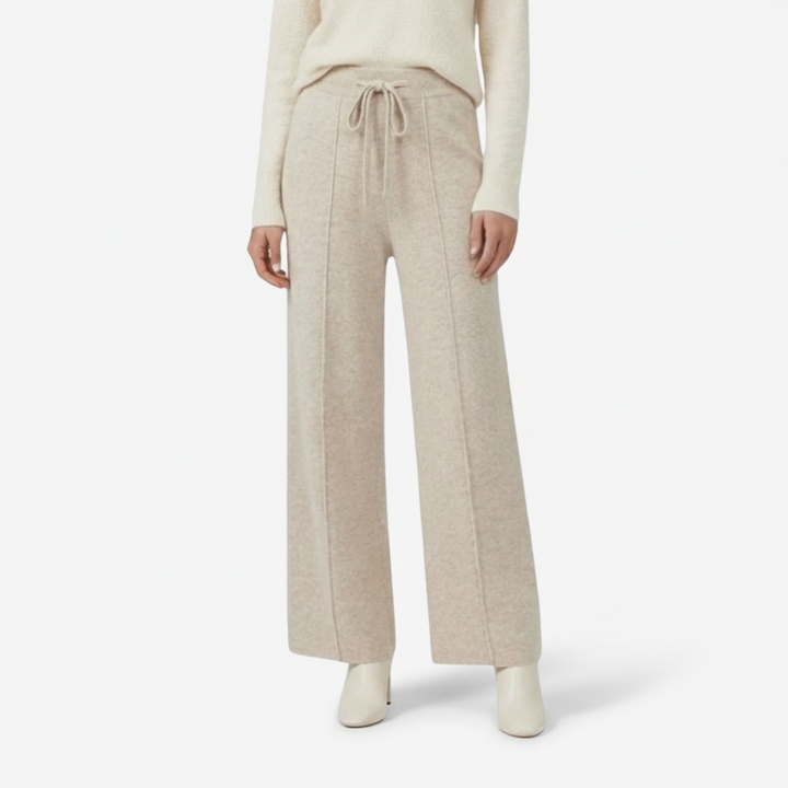 NOMU | Women's Knit Wide Leg Pants – Soft Drawstring Lounge Trousers