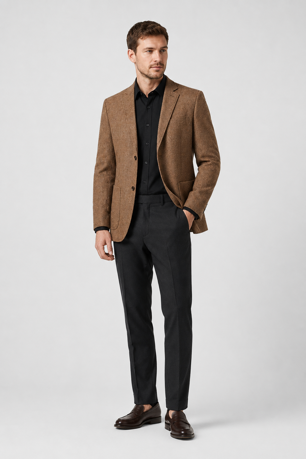 NOMU | Men's Textured Tailored Blazer – Smart Casual Single-Breasted Jacket