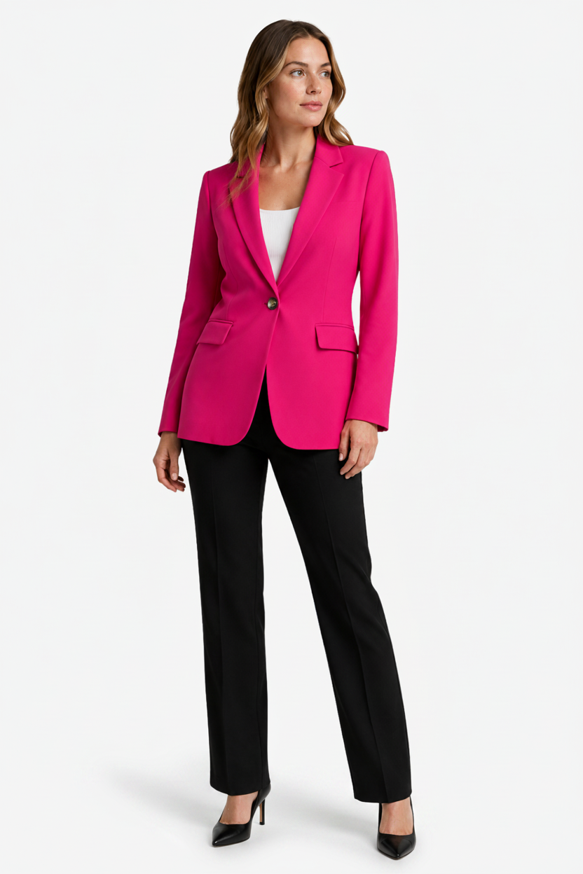 NOMU | Women's Tailored Blazer – Single Button Closure and Flap Pocket Design