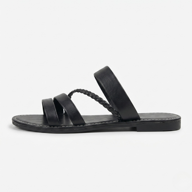 NOMU | Women’s Braided Strap Flat Slide Sandals
