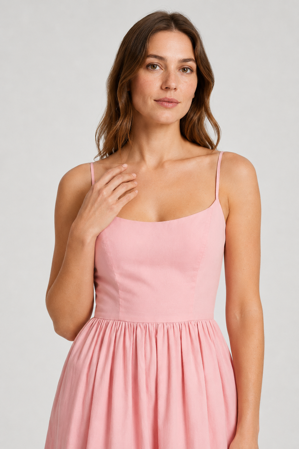 NOMU | Women's Sleeveless Square Neck Midi Dress – Elegant A-Line Casual Party Dress