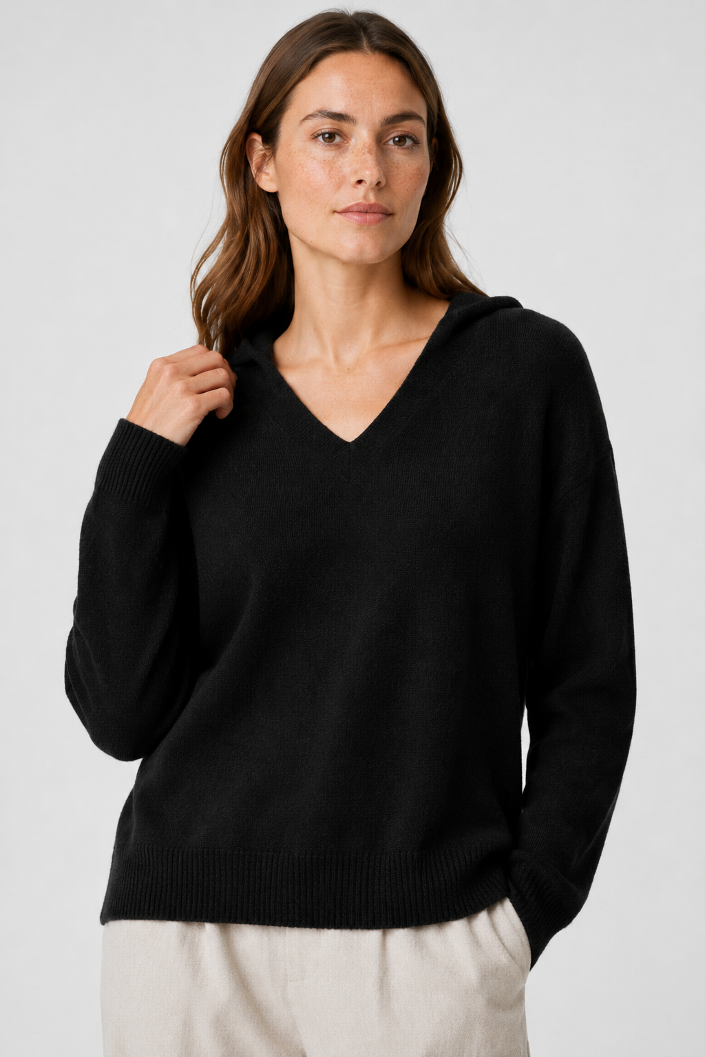 NOMU | Women's Hooded Knit Sweater – Soft Relaxed Pullover Hoodie