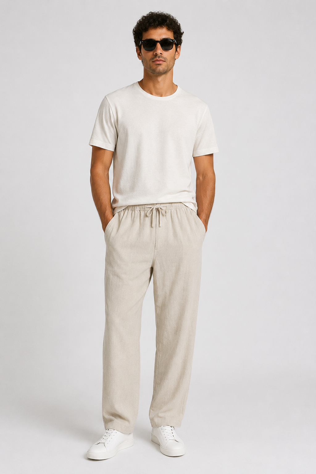 NOMU | Men's Linen Drawstring Pants – Relaxed Smart Casual Trousers
