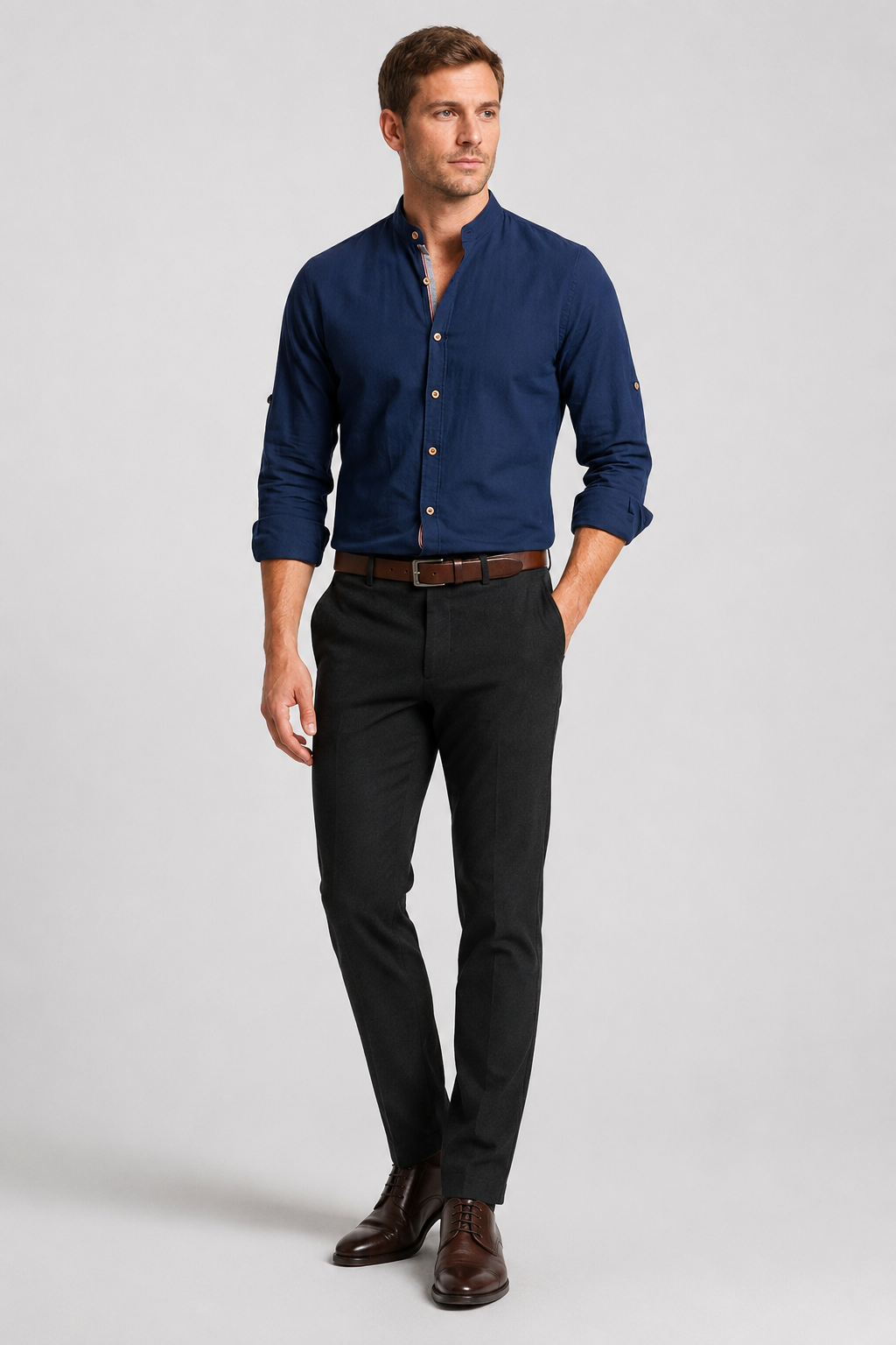 NOMU | Men’s Casual Mandarin Collar Shirt