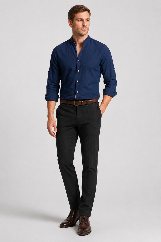 NOMU | Men’s Casual Mandarin Collar Shirt