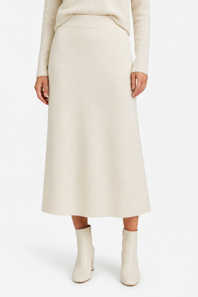 NOMU | Women's Knit A-Line Midi Skirt – Soft Minimalist Sweater Skirt
