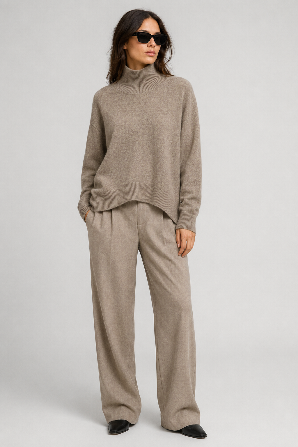 NOMU | Women's Oversized Turtleneck Sweater – Soft Relaxed Knit Pullover
